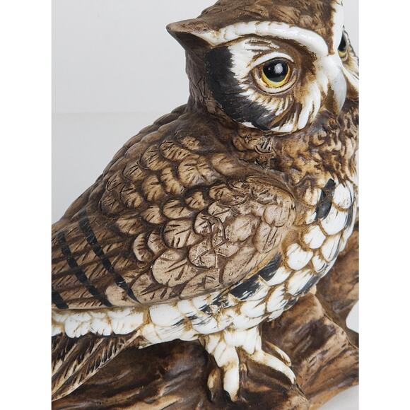 Vintage HOMCO #1114 Bisque Ceramic Porcelain Great Horned Owl Figurine - Picture 6 of 10